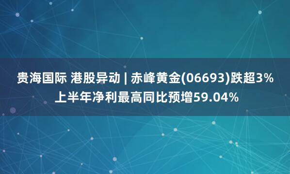 贵海国际 港股异动 | 赤峰黄金(06693)跌超3% 上半年净利最高同比预增59.04%